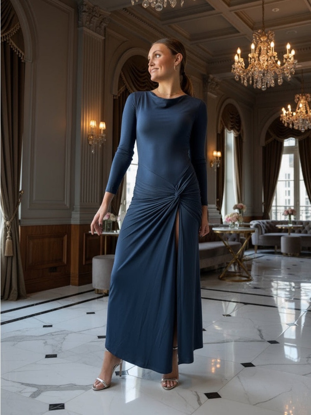 Significant Oher Sarilyn long sleeve Maxi Dress Slate